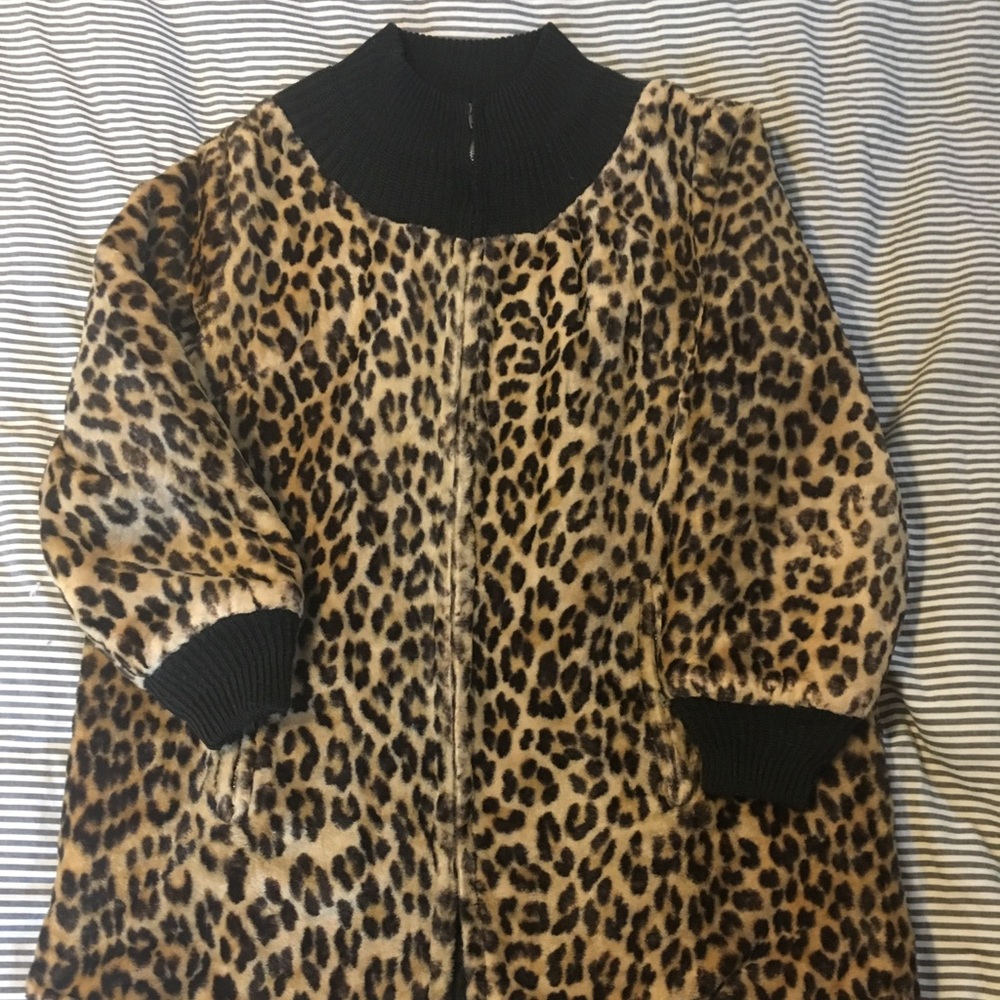 Vintage Faux Fur Leopard Print Coat